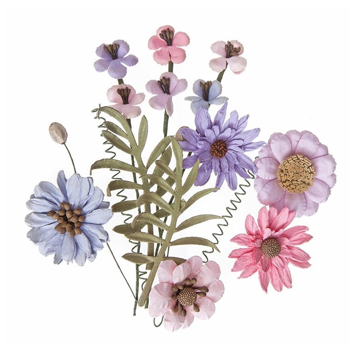 Χάρτινα λουλούδια Pink & Lavender - - Σετ 12 τεμ