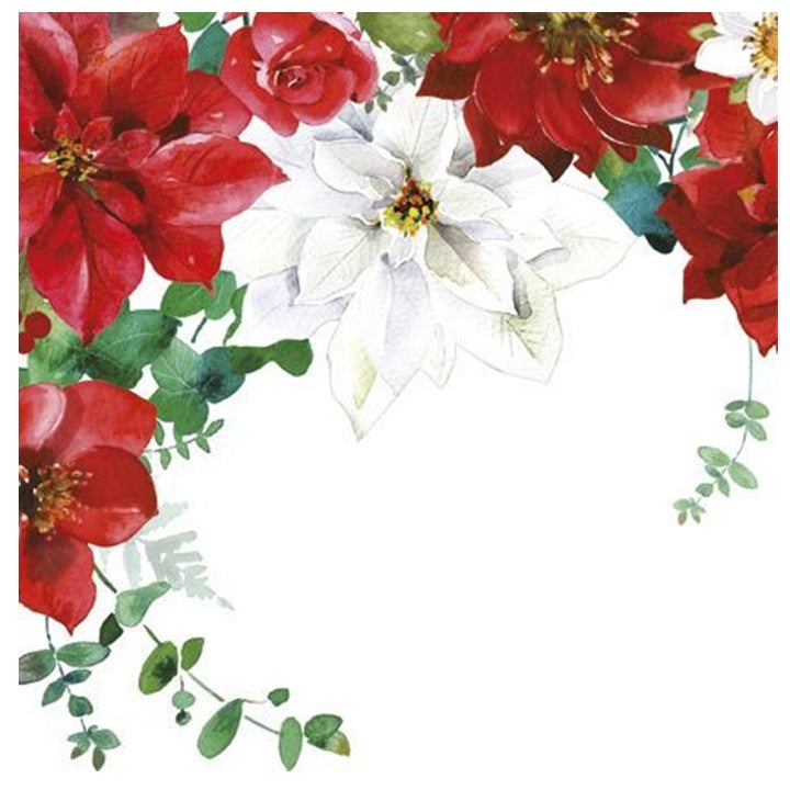 Χαρτοπετσέτες για ντεκουπάζ Christmas Flowers 1 τεμάχιο