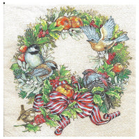 Χαρτοπετσέτες για ντεκουπάζ Christmas Wreath with Birds - 1 τεμάχιο