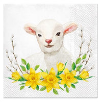 Χαρτοπετσέτες για ντεκουπάζ Lamb with Wreath - 1 τεμάχιο