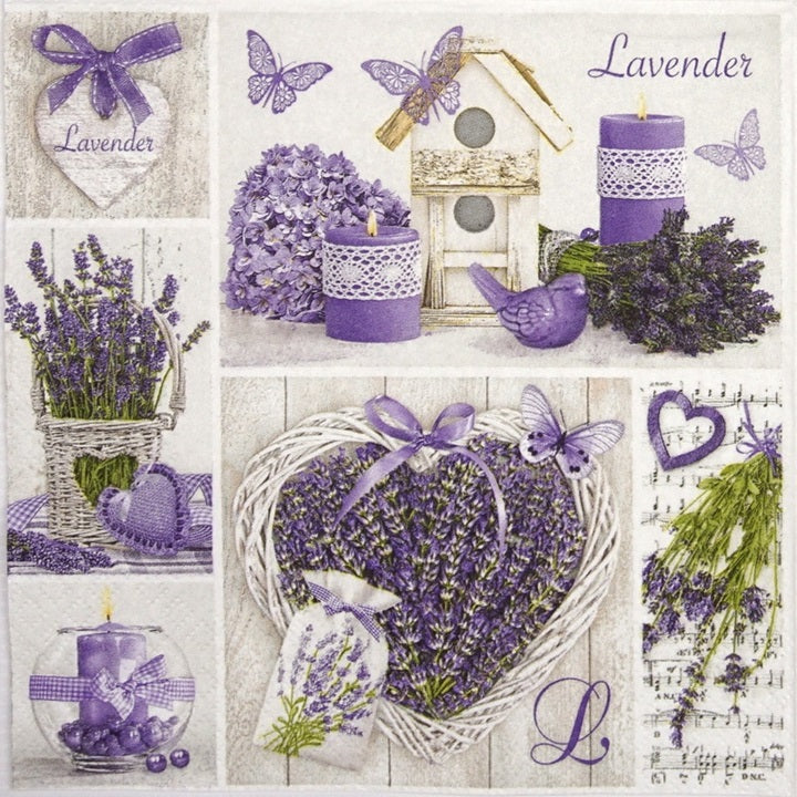 Χαρτοπετσέτες για ντεκουπάζ Lavender Collage - 1 τεμάχιο