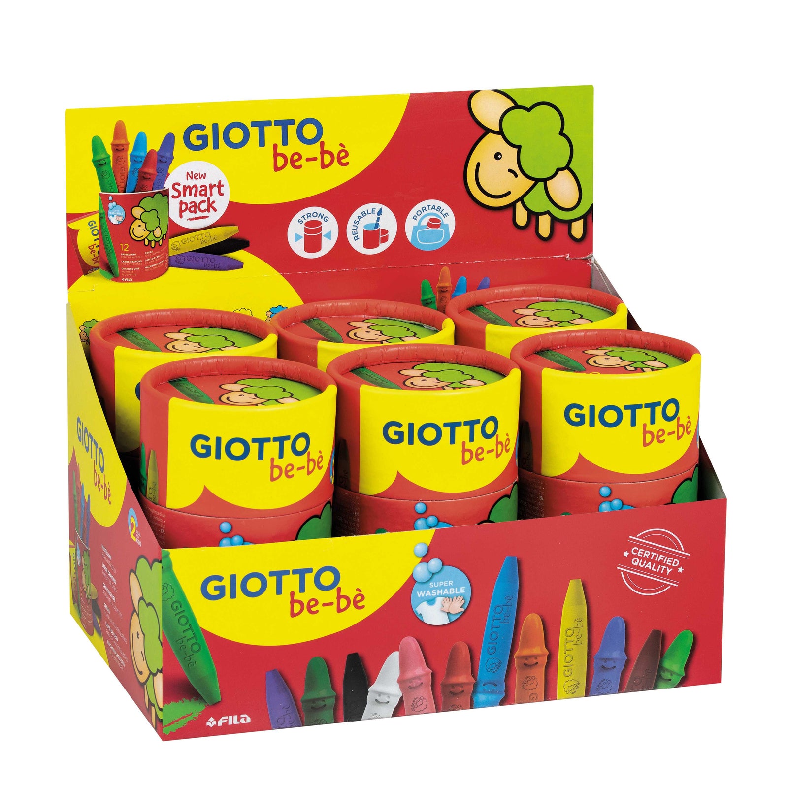 Χοντρές κηρομπογιές GIOTTO be-be 12 τμχ σε χάρτινο κυλινδρικό κουτί
