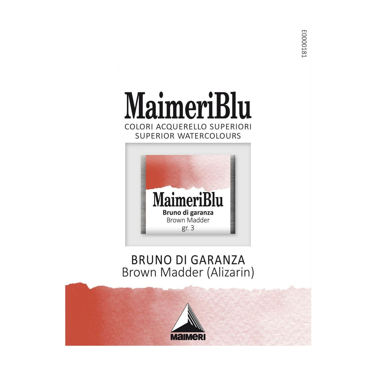 Χρώμα ακουαρέλας MAIMERI Blu – half pan 1.5 ml – Καστανό Alizarin Madder
