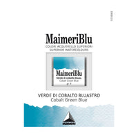 Χρώμα ακουαρέλας MAIMERI Blu – half pan 1.5 ml – Πράσινο Μπλε του Κοβαλτίου
