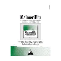 Χρώμα ακουαρέλας MAIMERI Blu – half pan 1.5 ml – Πράσινο του Κοβαλτίου Σκούρο