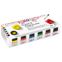 Χρώματα για πορσελάνη Brillant Hobby Line - σετ 6 x 20 ml και πινέλο