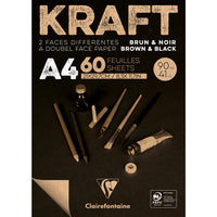 Clairefontaine μπλοκ kraft κολλητό – 90 g 60 φύλλα A4 Καφέ και Μαύρο