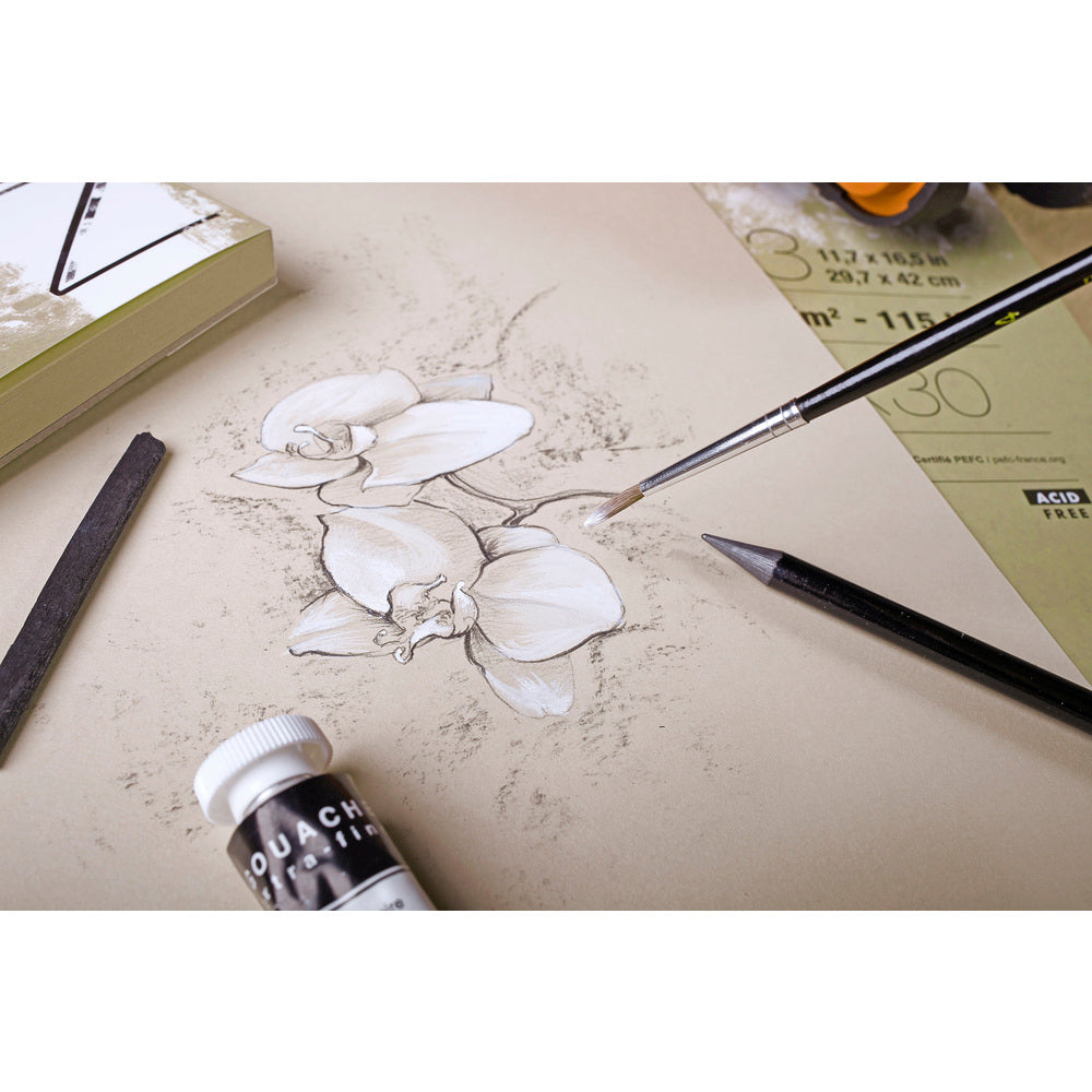 Clairefontaine Paint'On Mix Media μπλοκ 250 g 30 φύλλων κολλητό Natural