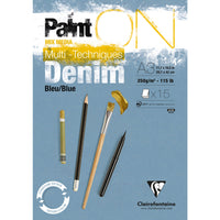 Clairefontaine Paint'On Mix Media μπλοκ 250 g με κόλλα – 15L A3 Μπλε Ντένιμ