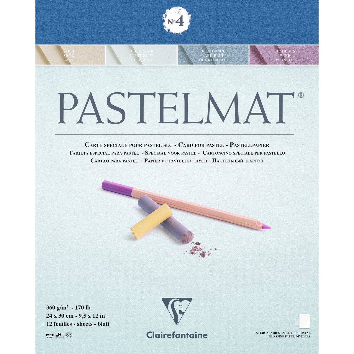 Clairefontaine Pastelmat μπλοκ 360 g 12φ x 30 cm κολλητό – 4 24
