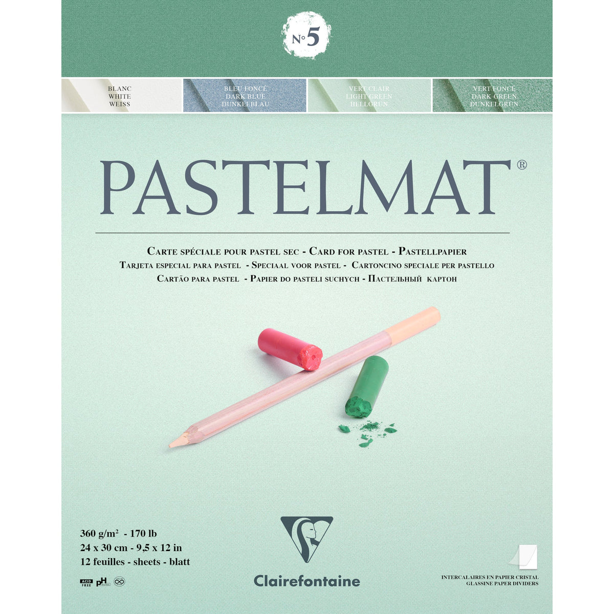 Clairefontaine Pastelmat μπλοκ 360 g 12φ x 30 cm κολλητό – 5 24