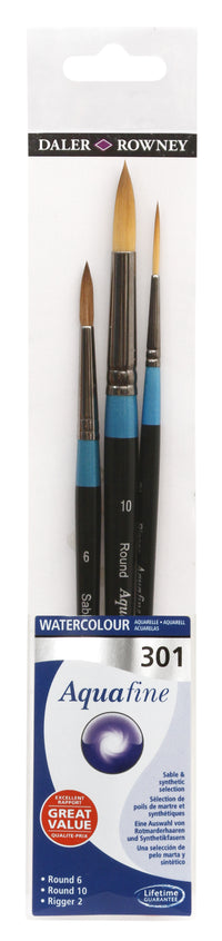 DALER ROWNEY Aquafine 301 σετ πινέλων για ακουαρέλα και γκουάς - 3 τμχ