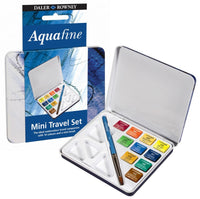 Ταξιδιωτικό σετ ακουαρέλας DALER ROWNEY Aquafine – 10 μισές παλέτες με πινέλο
