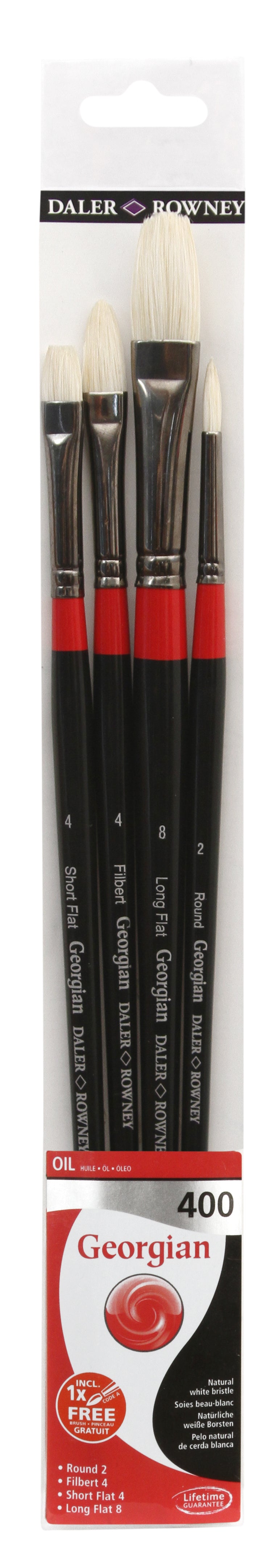 DALER ROWNEY D&R Georgian 400 σετ πινέλων λαδιού με φυσική τρίχα χοίρου 4 τμχ