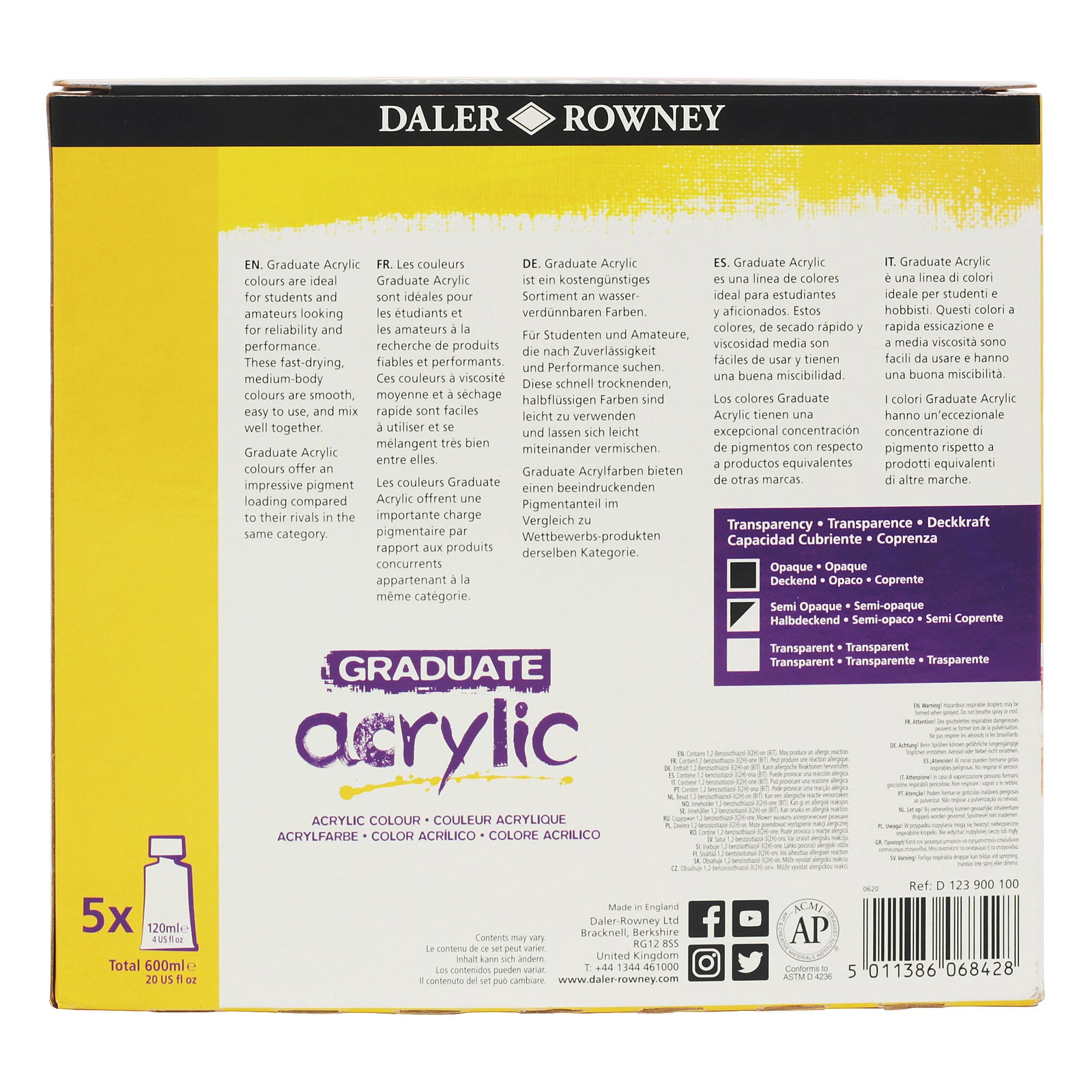DALER ROWNEY Graduate σετ ακρυλικών χρωμάτων 5 x 120 ml