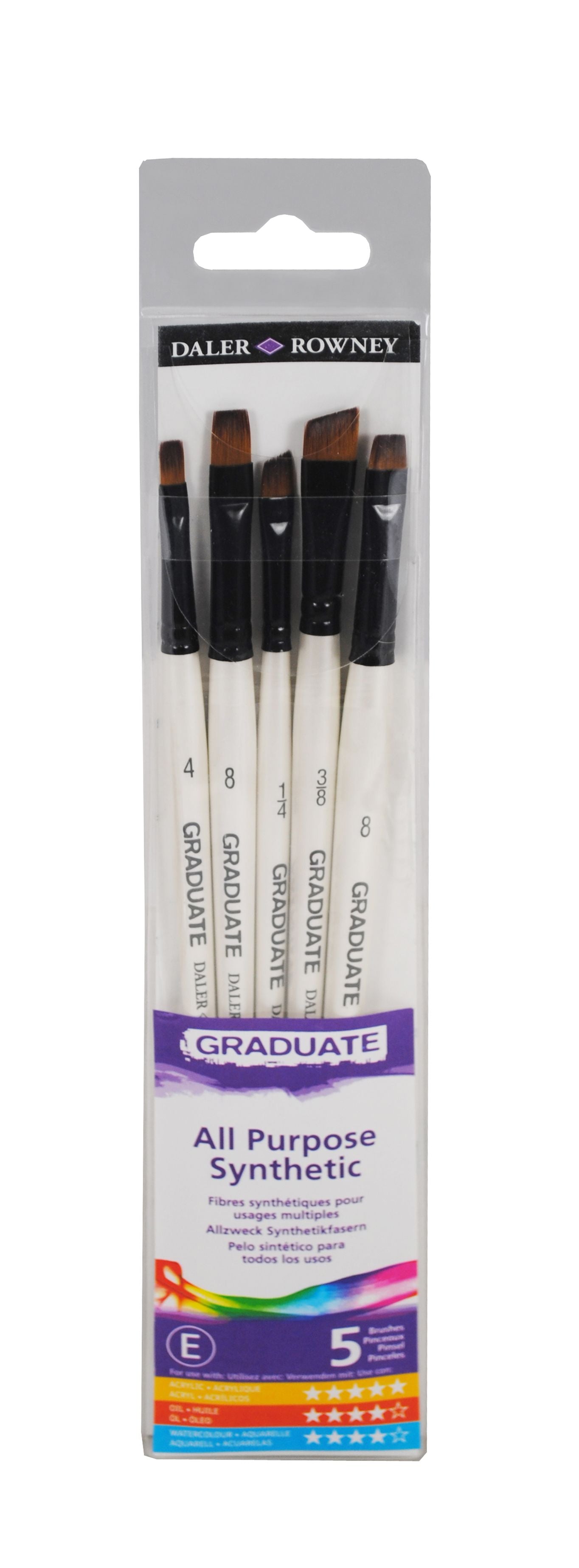 DALER ROWNEY D&R Graduate σετ πλακέ πινέλων με κοντή λαβή 5 τμχ