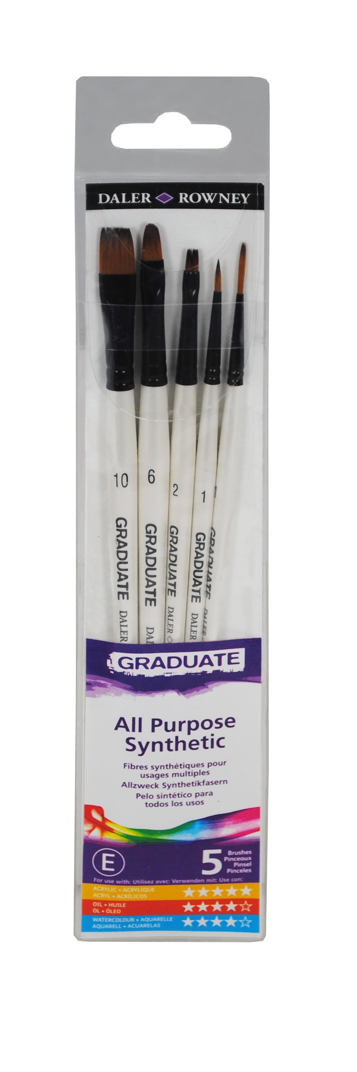 Σετ συνθετικών πινέλων γενικής χρήσης DALER ROWNEY Graduate – 5 τμχ