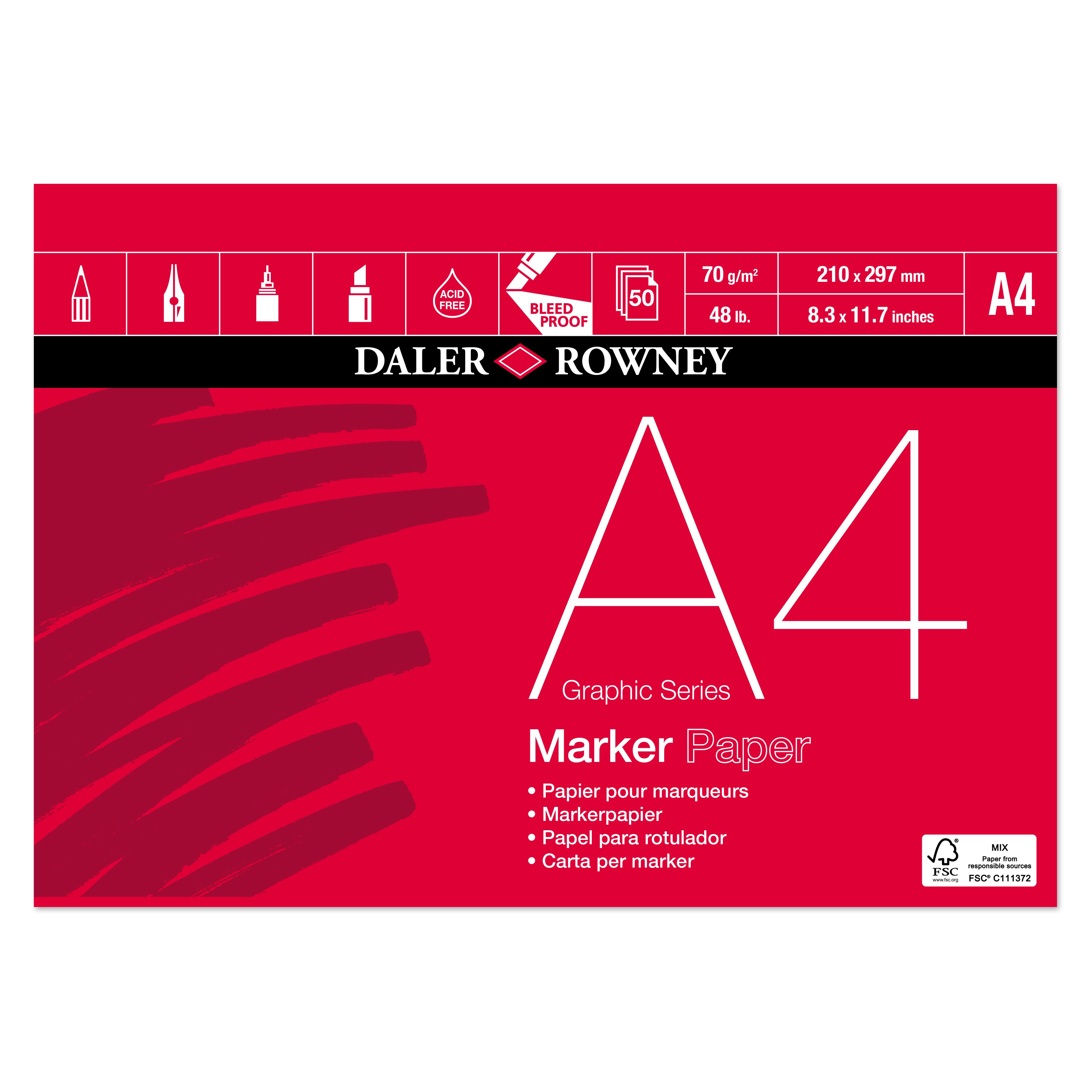 Μπλοκ για μαρκαδόρους DALER ROWNEY Marker Graphic A4 70g 50 φύλλα