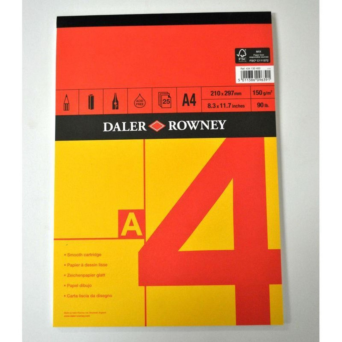 Μπλοκ σχεδίου DALER ROWNEY Red & Yellow A4, 150 g, 25 φύλλα, κολλητό