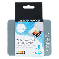 DALER ROWNEY Simply σετ ακουαρέλας 10 μισές παλέτες με πινέλο