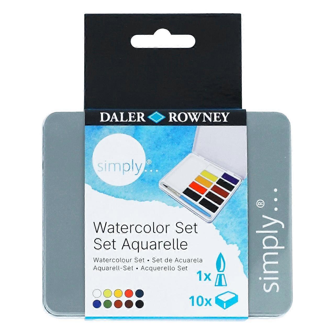 DALER ROWNEY Simply σετ ακουαρέλας 10 μισές παλέτες με πινέλο