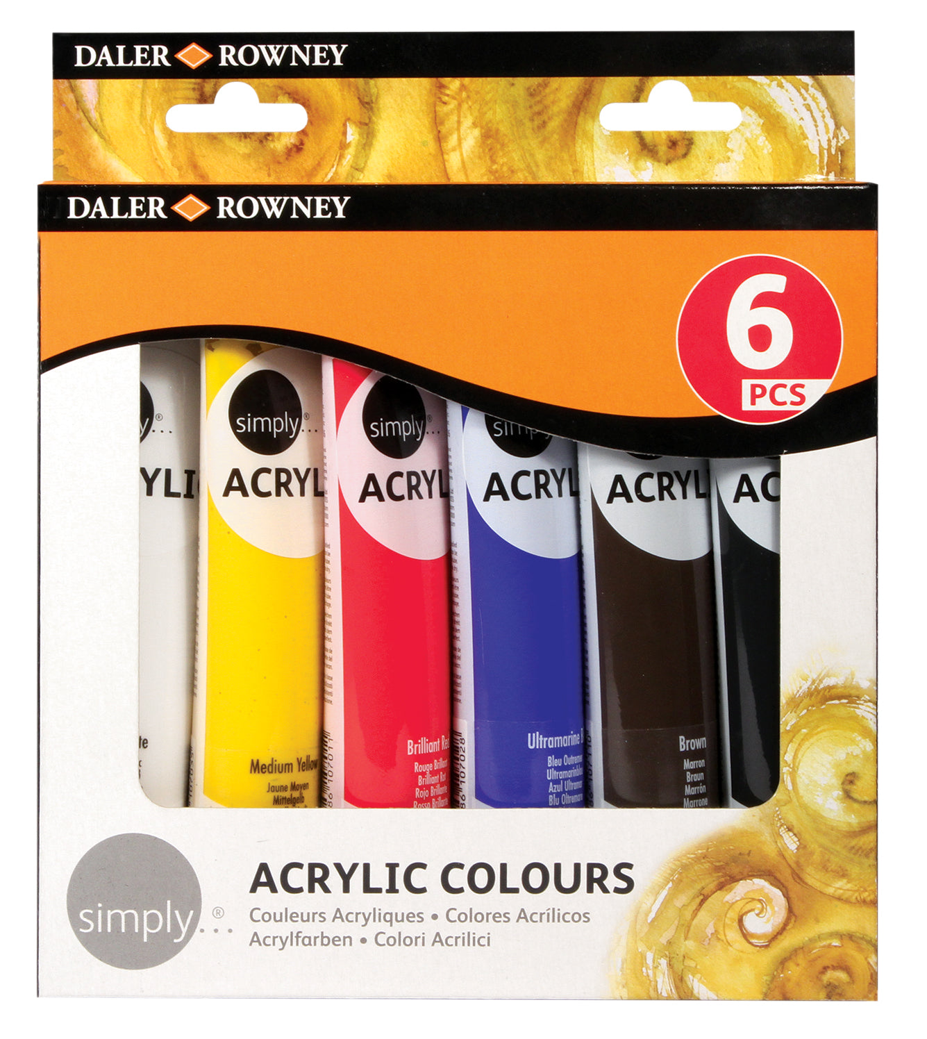 DALER ROWNEY D&R Simply σετ ακρυλικών χρωμάτων 6 x 75 ml