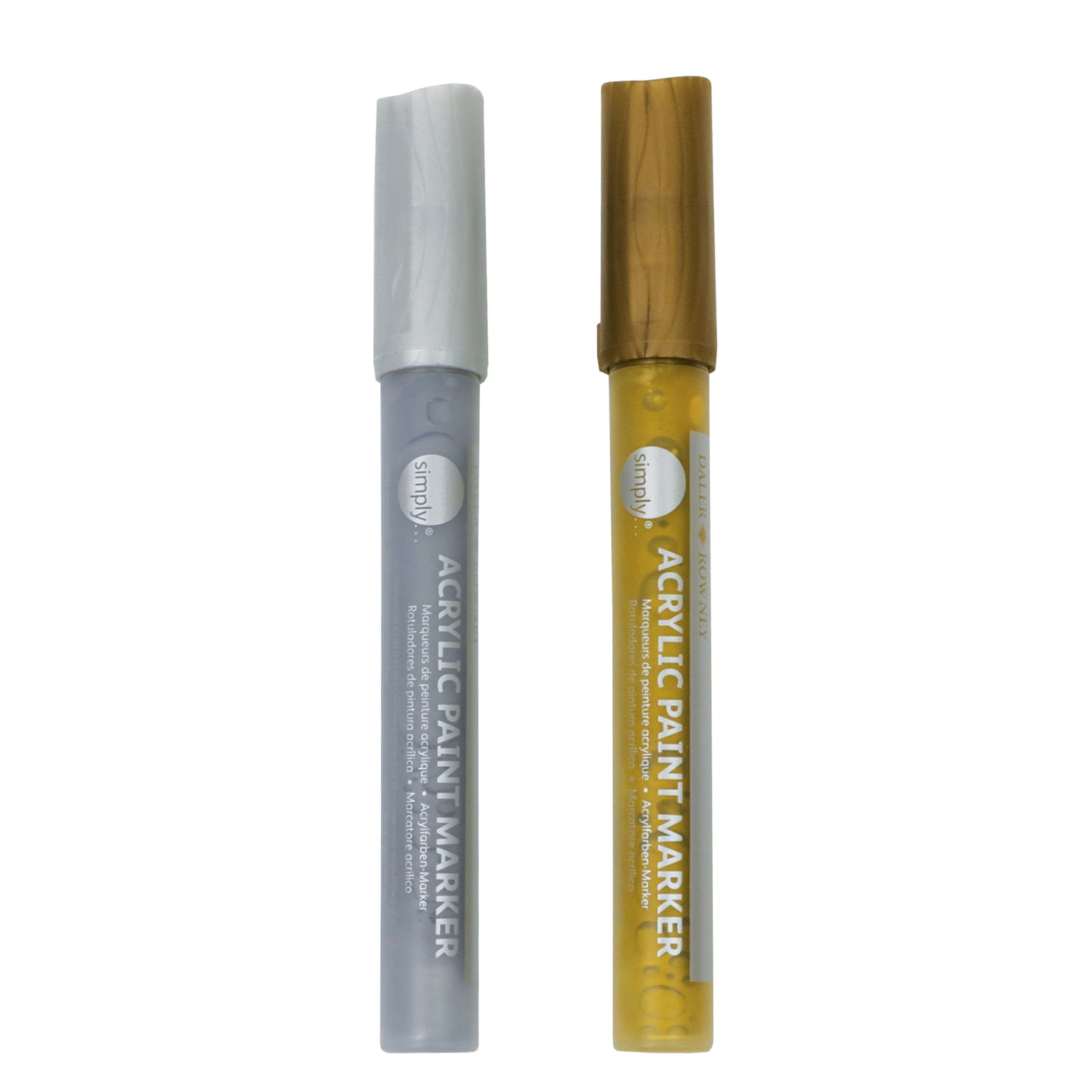DALER ROWNEY Simply σετ μαρκαδόροι ακρυλικού χρυσό και ασημί 2 τμχ
