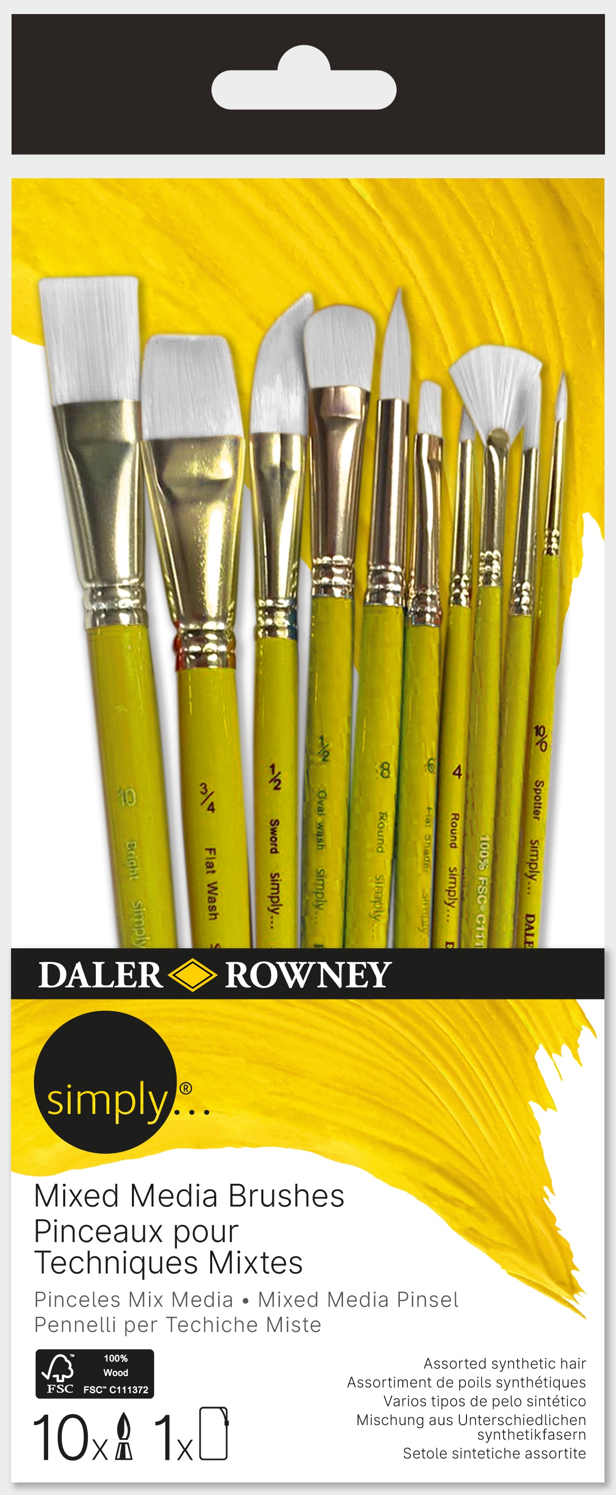 DALER ROWNEY Simply σετ πινέλων mixed media διάφορα σχήματα 10 τμχ