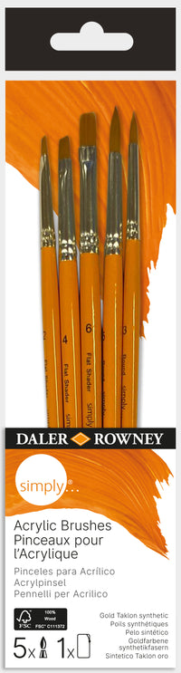 DALER ROWNEY Simply σετ πινέλων ακρυλικού 5 τμχ (2x Round, 3x Flat Shader)