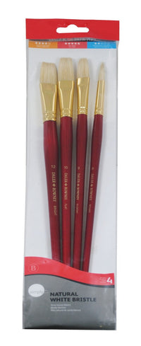 DALER ROWNEY Simply σετ πινέλων λαδιού φυσική τρίχα χοίρου 4 τμχ μακριά λαβή μέγεθος 3