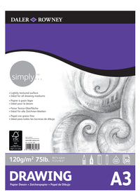 Μπλοκ σχεδίου DALER ROWNEY Simply A3, 120 g, 50 φύλλα κολλητό