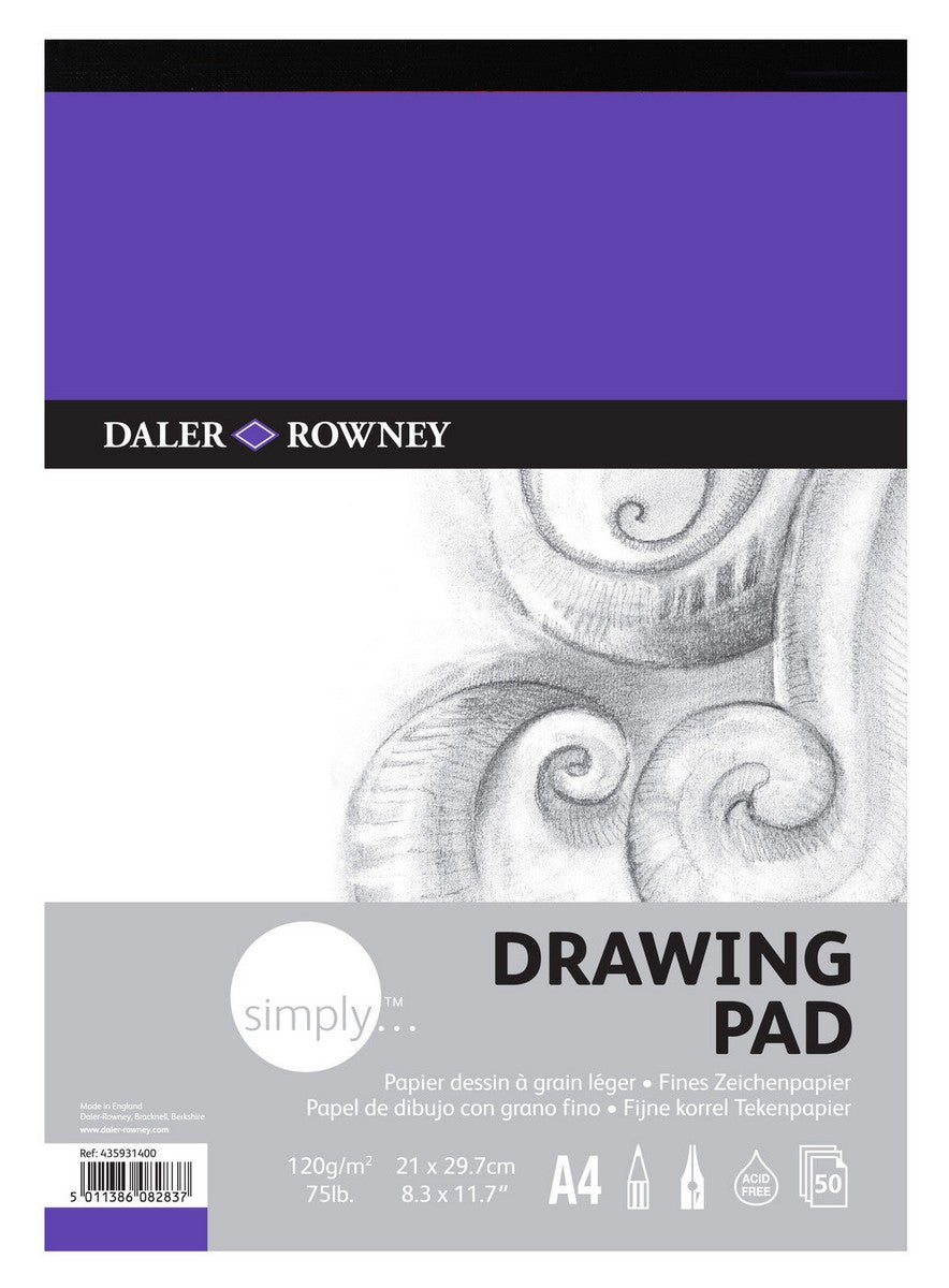 DALER ROWNEY Simply μπλοκ σχεδίου A4 120 g 50 φύλλα με κόλλα