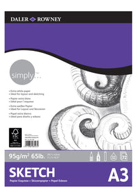 DALER ROWNEY Simply μπλοκ σχεδίου A3 95 g 72 φύλλα κολλητό