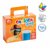 Δακτυλομπογιές Carioca Baby 2+, σε χάρτινο βαλιτσάκι, 6 × 80 ml