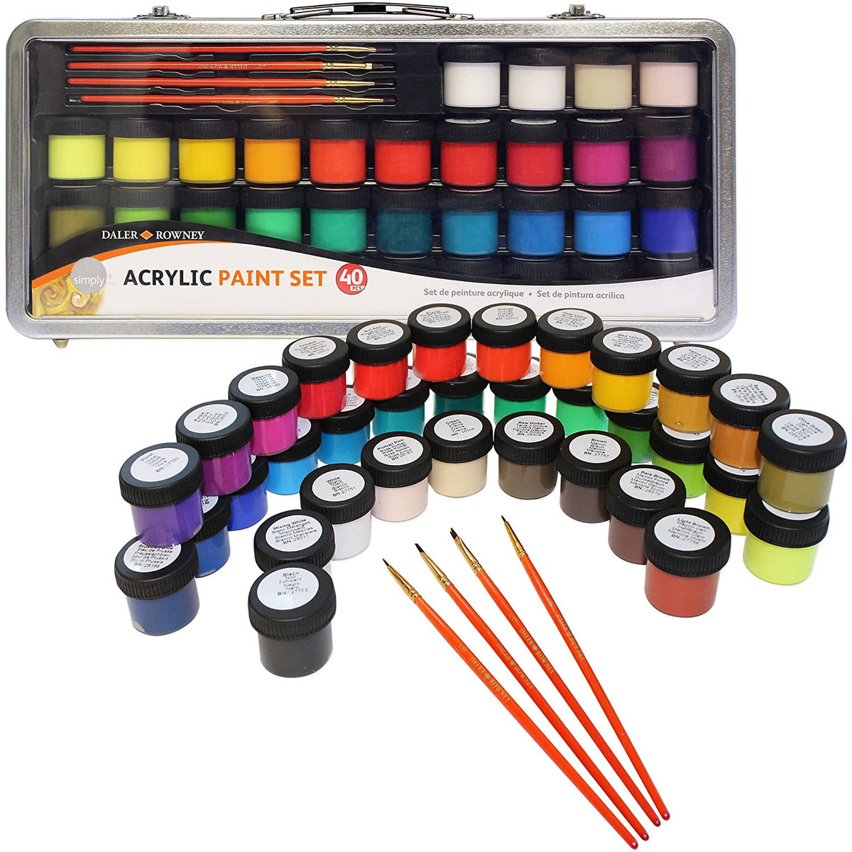DALER ROWNEY Simply σετ ακρυλικών χρωμάτων 40 τμχ σε μεταλλικό βαλιτσάκι