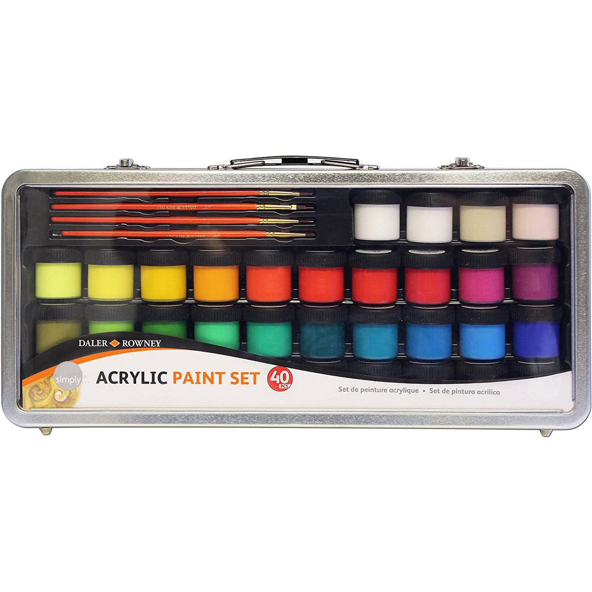 DALER ROWNEY Simply σετ ακρυλικών χρωμάτων 40 τμχ σε μεταλλικό βαλιτσάκι