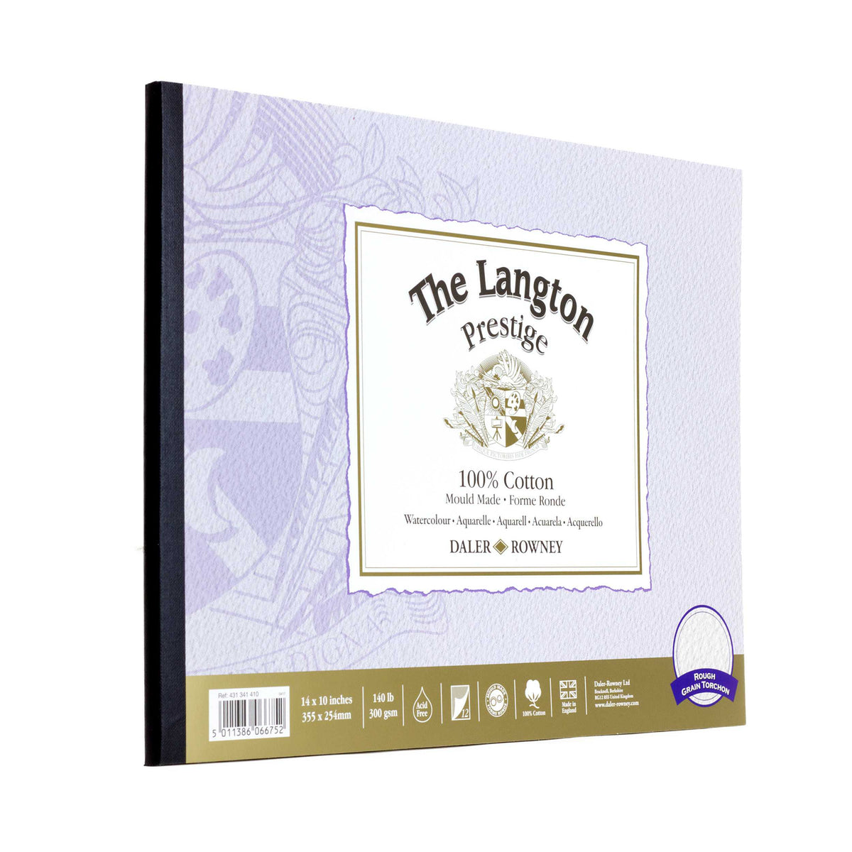 DALER ROWNEY The Langton Prestige μπλοκ ακουαρέλας CP Natural White 300 g 12φ 25,4 x 35,6 cm