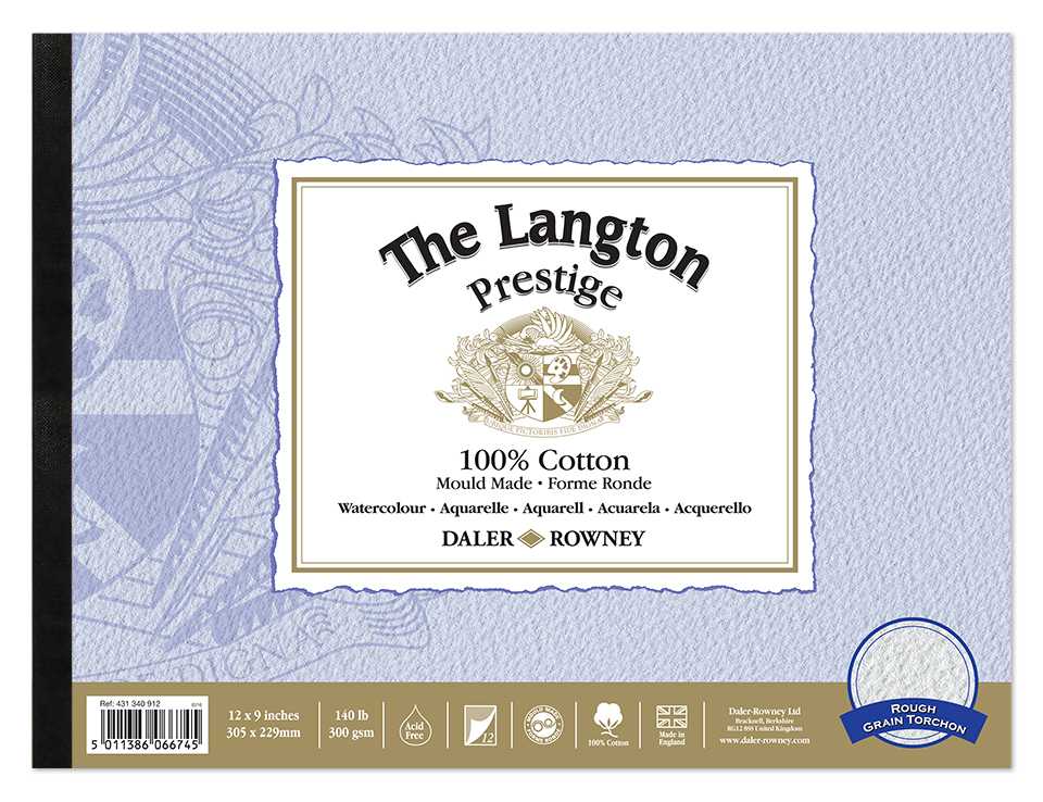 DALER ROWNEY The Langton Prestige μπλοκ ακουαρέλας CP Natural White 300 g 12φ 25,4 x 35,6 cm – R Natural White 300 g, 12 listov - 22,9 x 30,5 cm