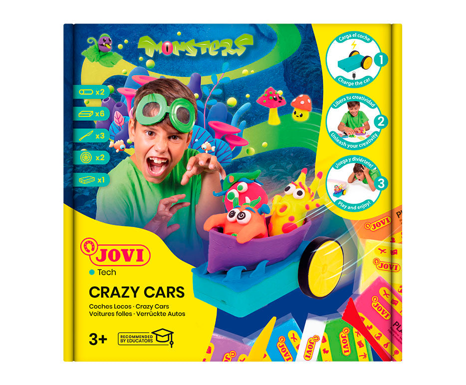 Δημιουργικό σετ πλαστελίνης Jovi Tech Crazy Cars Τερατάκια - 14 τμχ