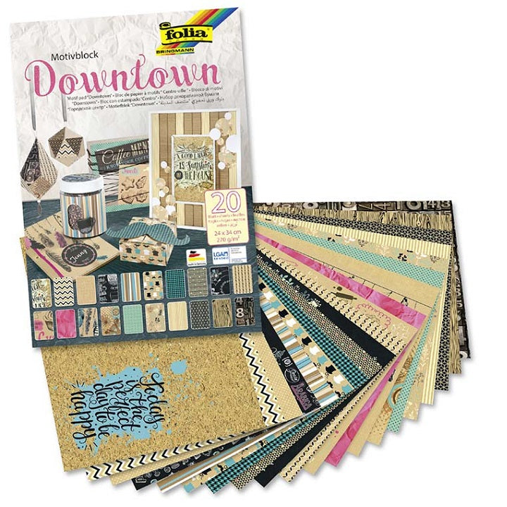 Δημιουργικό χαρτί Folia Downtown 24 x 34 εκ / 20 φύλλα
