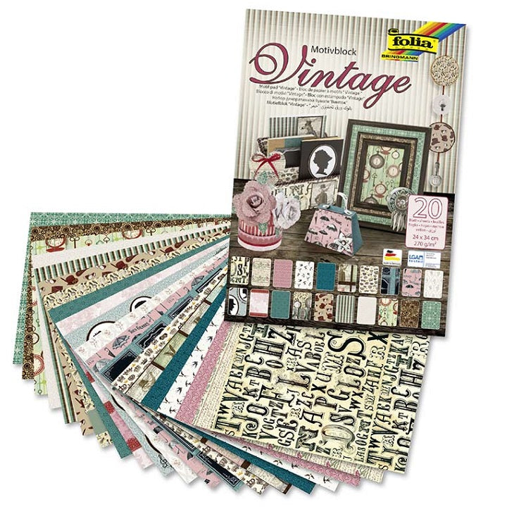 Δημιουργικό χαρτί Folia Vintage II 24 x 34 εκ / 20 φύλλα
