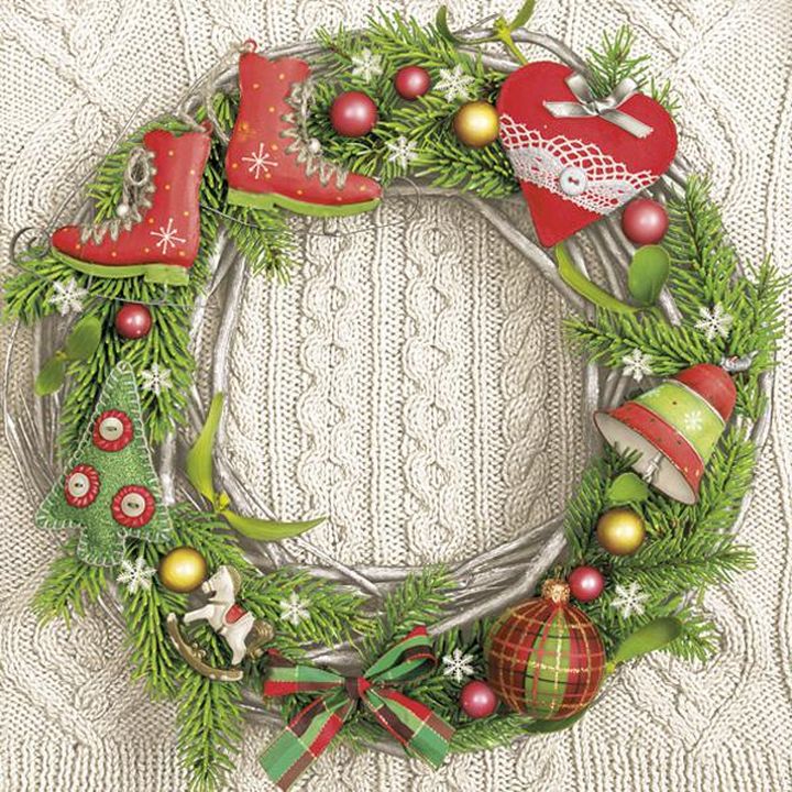 ΕΚΟ Χαρτοπετσέτες για ντεκουπάζ Classic Garland on Wool Pattern - 1τεμάχιο