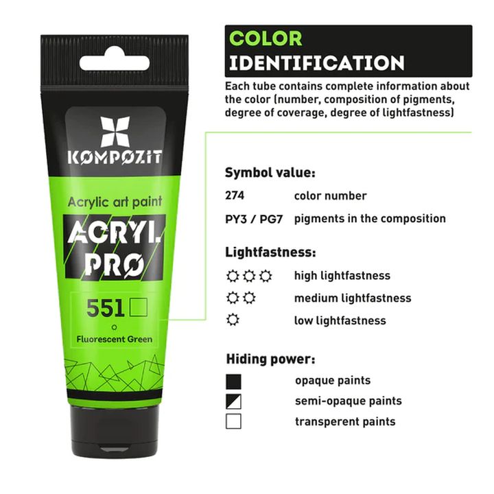 Φθορίζον ακρυλικό χρώμα ACRYL PRO ART Composite 75 ml | διαφορετικές αποχρώσεις
