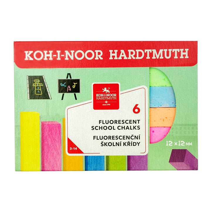 Φθορίζουσα σχολική κιμωλία KOH-I-NOOR, σετ 6 χρωμάτων