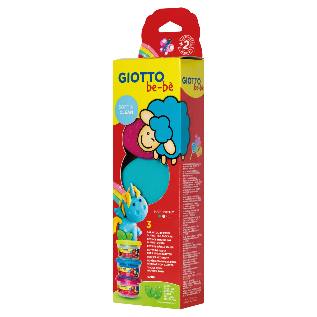 GIOTTO BE-BE μαλακή πλαστελίνη μοντελισμού με γκλίτερ 3 x 100 g