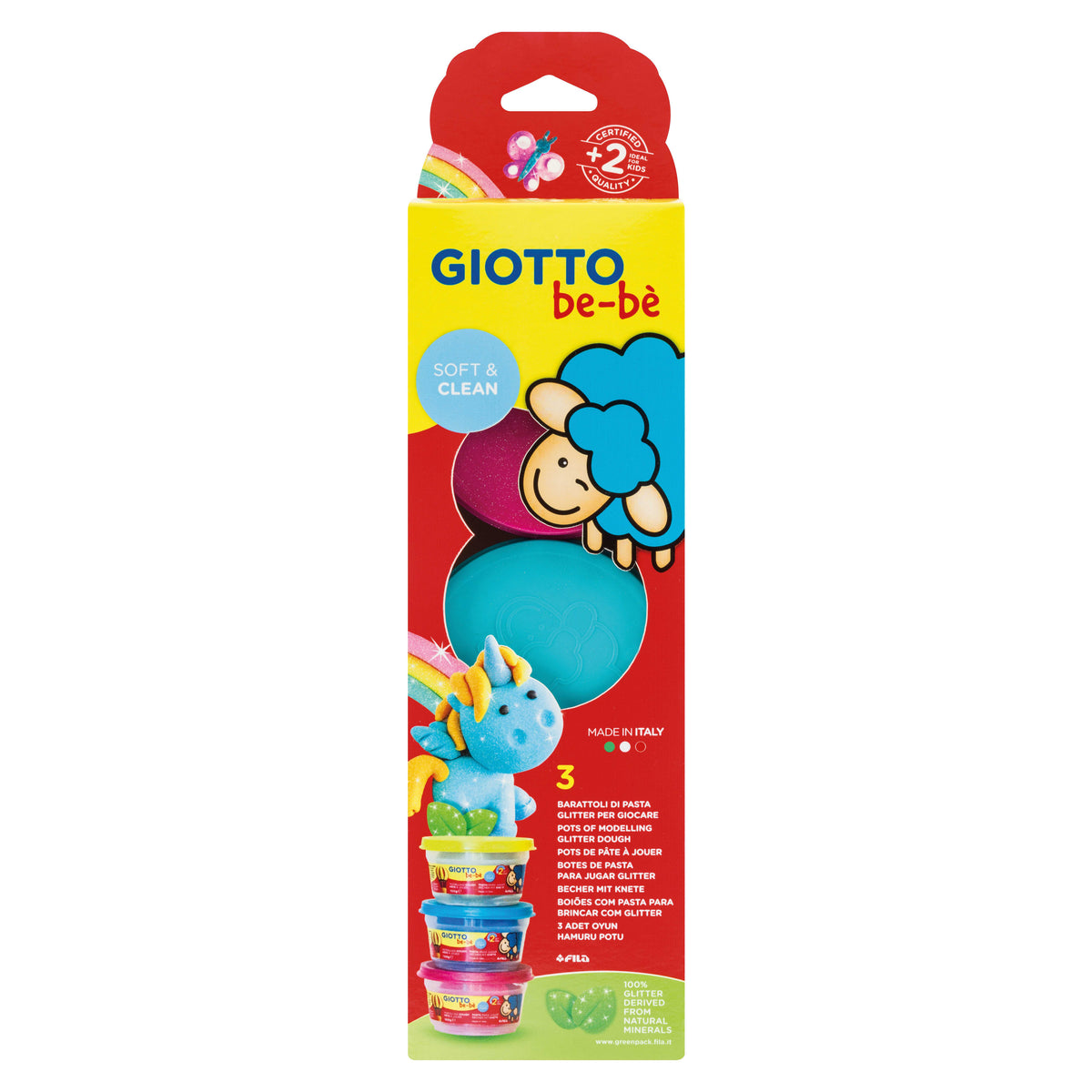 GIOTTO BE-BE μαλακή πλαστελίνη μοντελισμού με γκλίτερ 3 x 100 g