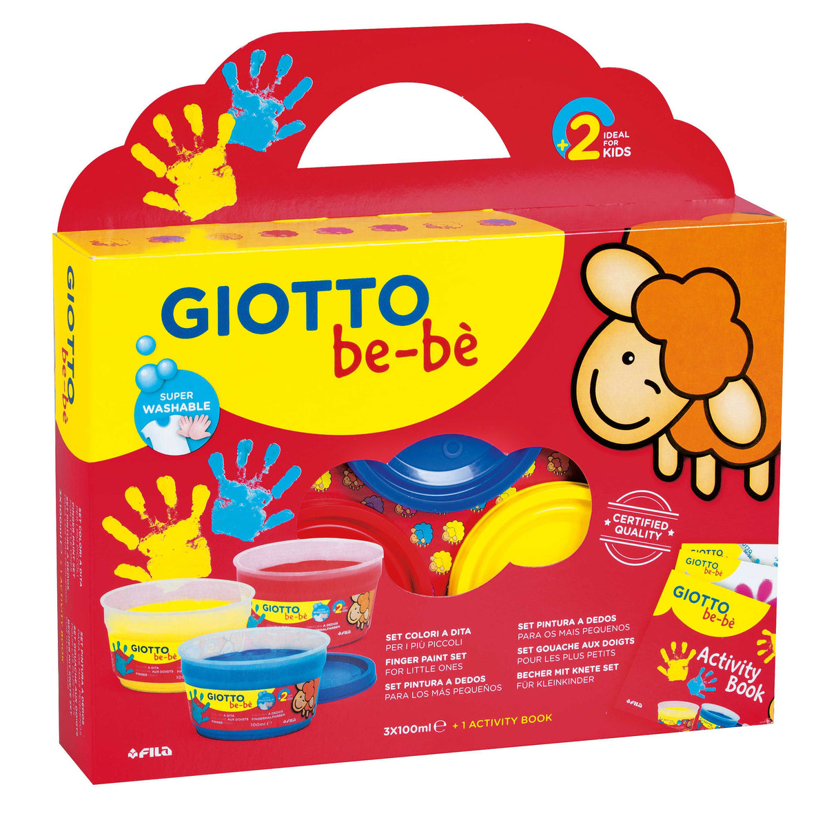 GIOTTO Be-Be σετ δακτυλομπογιές 3 x 150 ml με βιβλίο δραστηριοτήτων