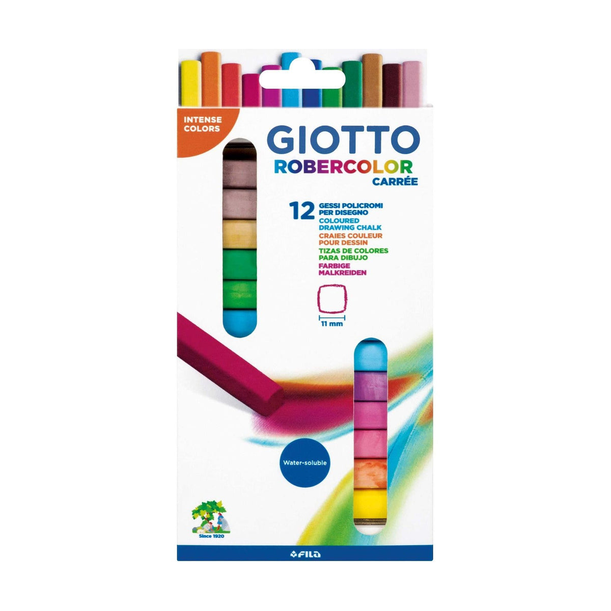 GIOTTO Robercolor Carré κιμωλίες χωρίς σκόνη τετράγωνες έγχρωμες 12 τμχ