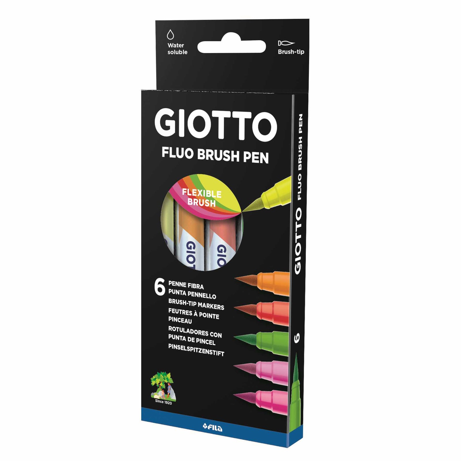Μαρκαδόροι πινέλο GIOTTO Turbo Soft Brush Fluo 6 τμχ