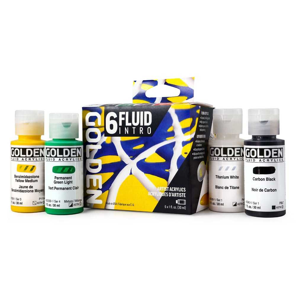 GOLDEN Fluid σετ ακρυλικών χρωμάτων Intro 6 x 30 ml
